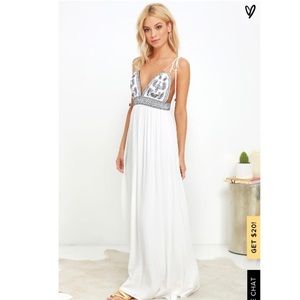 LULUS DAYS OF SUNLIGHT IVORY MAXI DRESS